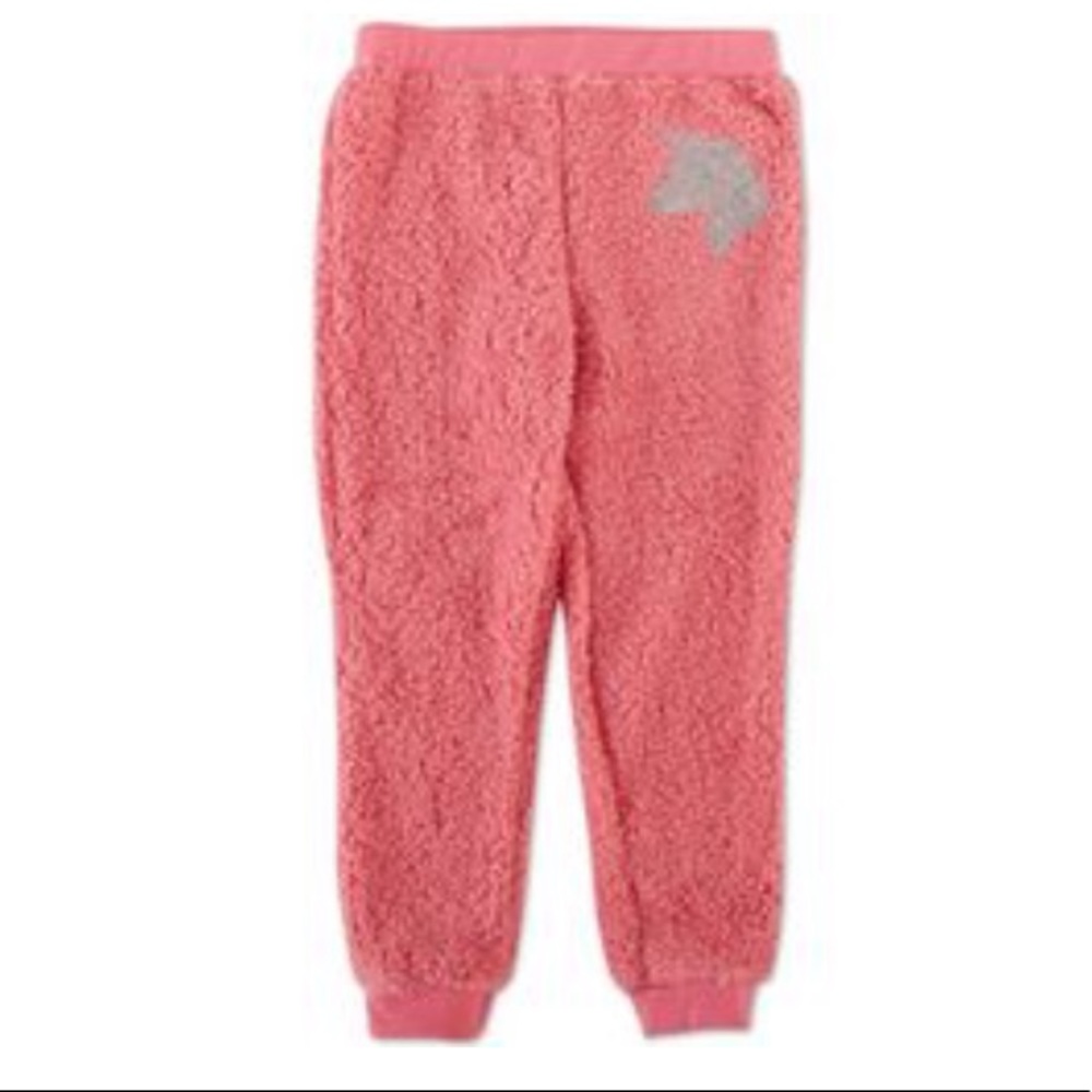 Toddler Girls Unicorn Sherpa Joggers- Pink